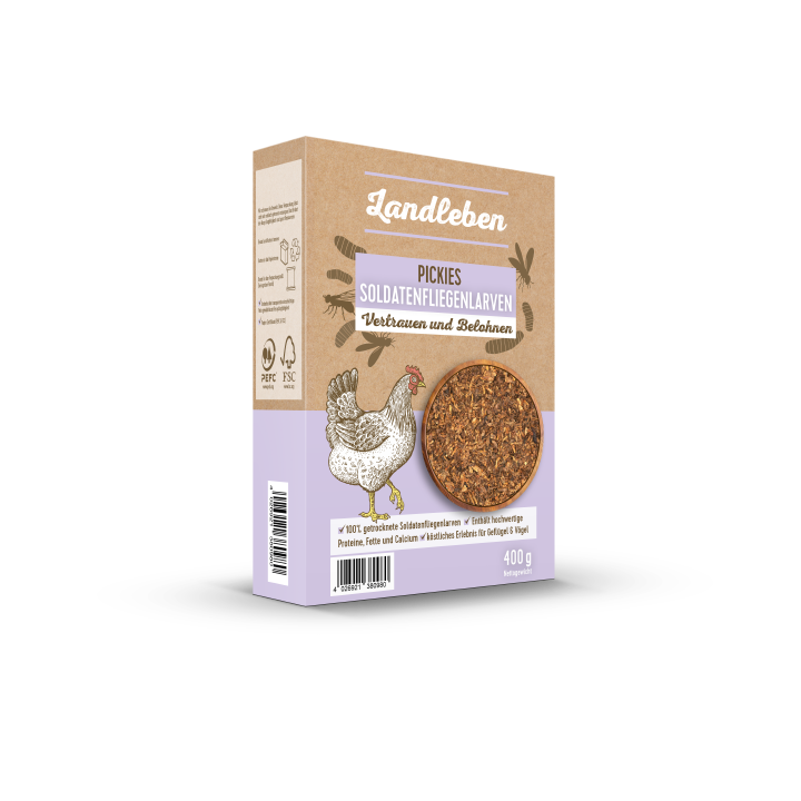 Landleben Pickies Soldatenfliegenlarven